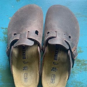 Womens Birkenstock Habana Brown Boston Leather Clog Size 6 (36) Brand New No Tag